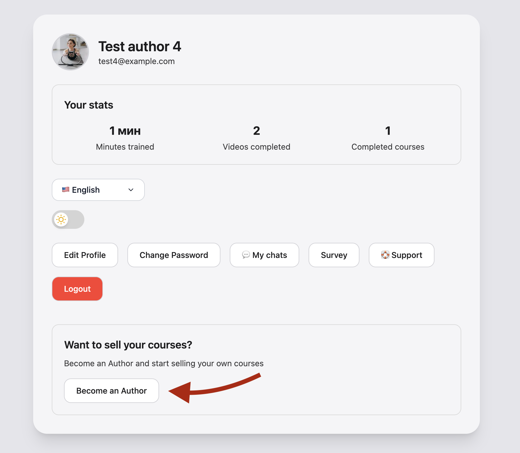 Author dashboard start